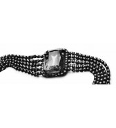 Czarny naszyjnik choker obroża kolia czeska elegancka